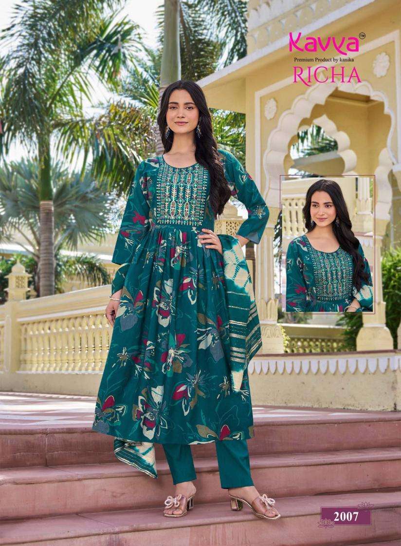 RICHA VOL-2 SERIES 2001 TO 2010 BY KAVYA DESIGNER FOIL PRINTED AND WORK VATICAN KURTI ARE AVAILABLE AT WHOLESALE PRICE