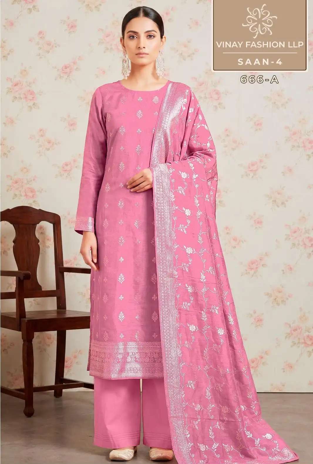 SAAN VOL-4 SERIES 666 BY VINAY DESIGNER MUSLIN WEAVE SUITS ARE AVAILABLE AT WHOLESALE PRICE