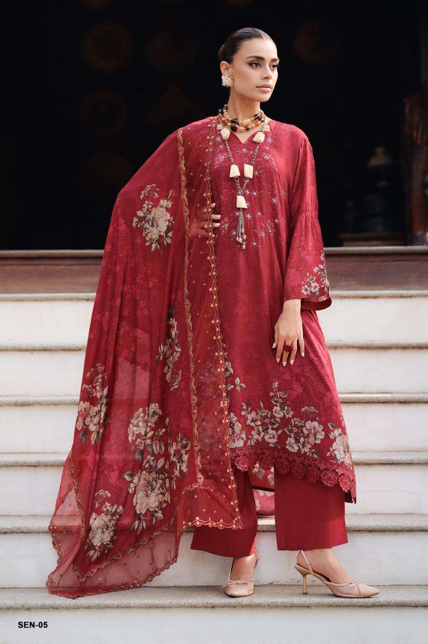 SHAAH E NOOR SERIES 01 TO 04 BY VARSHA DESIGNER DIGITAL PRINTED SEQUENCCE AND THREAD WORK VISCOSE MUSLIN SUITS ARE AVAILABLE AT WHOLESALE PRICE