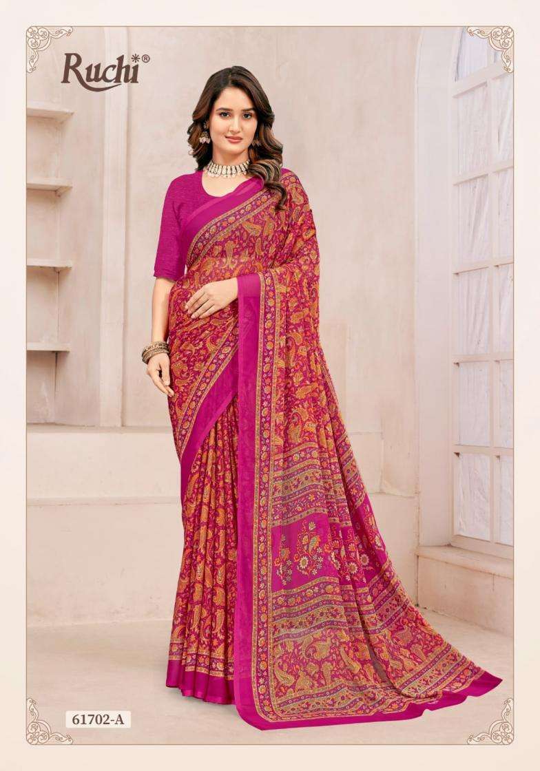 STAR CHIFFON VOL-231 SAREE BY 71701 TO 71703 SAREE BY RUCHI DESIGNER PRINTED CHIFFONE SAREES ARE AVAILABLE AT WHOLESALE PRICE