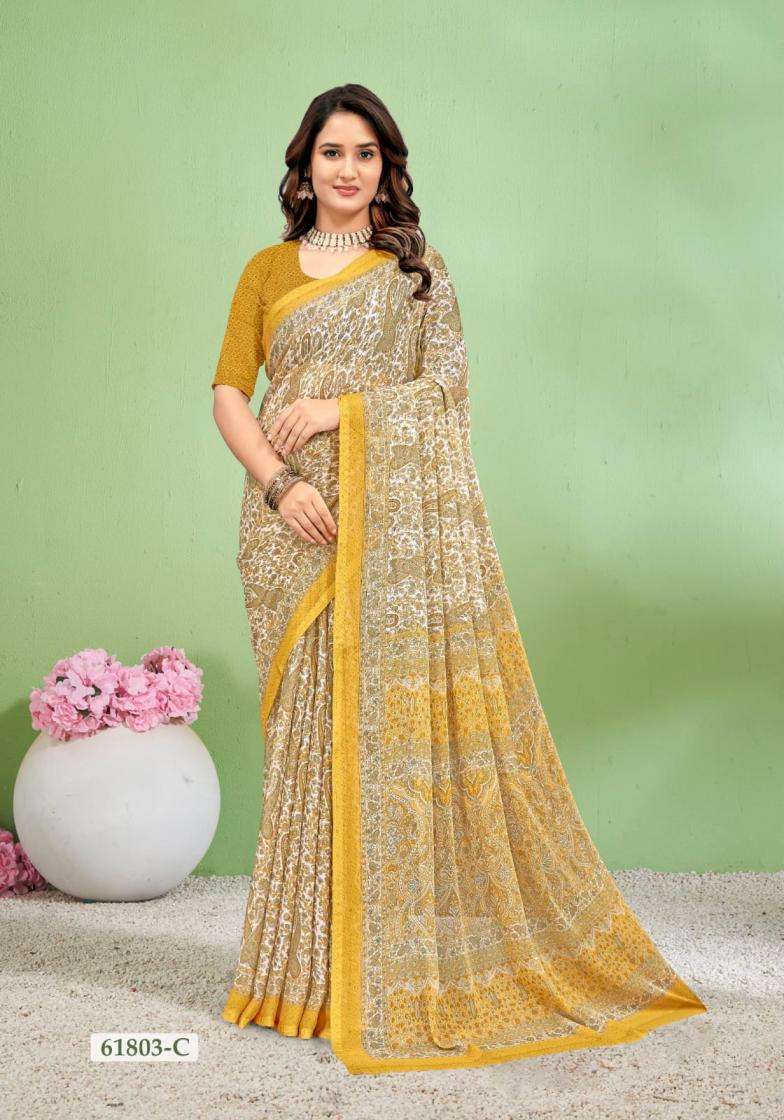 STAR CHIFFON VOL-232 SERIES 61801 TO 61803 SAREE BY RUCHI DESIGNER PRINTED CHIFFONE SAREES ARE AVAILABLE AT WHOLESALE PRICE