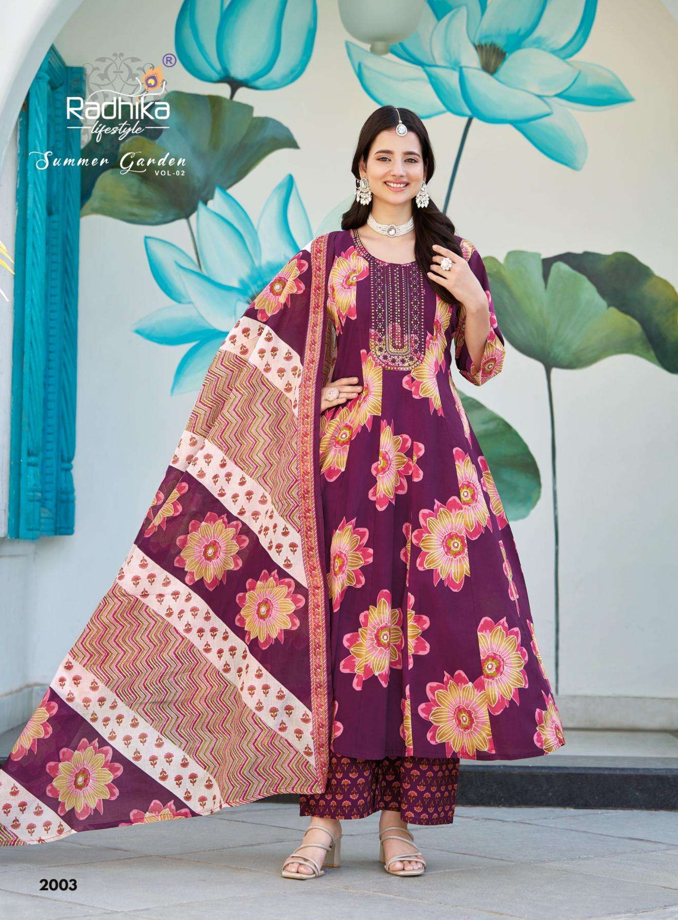 SUMMER GARDEN VOL-2 SERIES 2001 TO 2008 BY RADHIKA LIFESTYLE DESIGNER PRINTED COTTON TOP WITH OKAZZO AND DUPATTA ARE AVAILABLE AT WHOLESALE PRICE