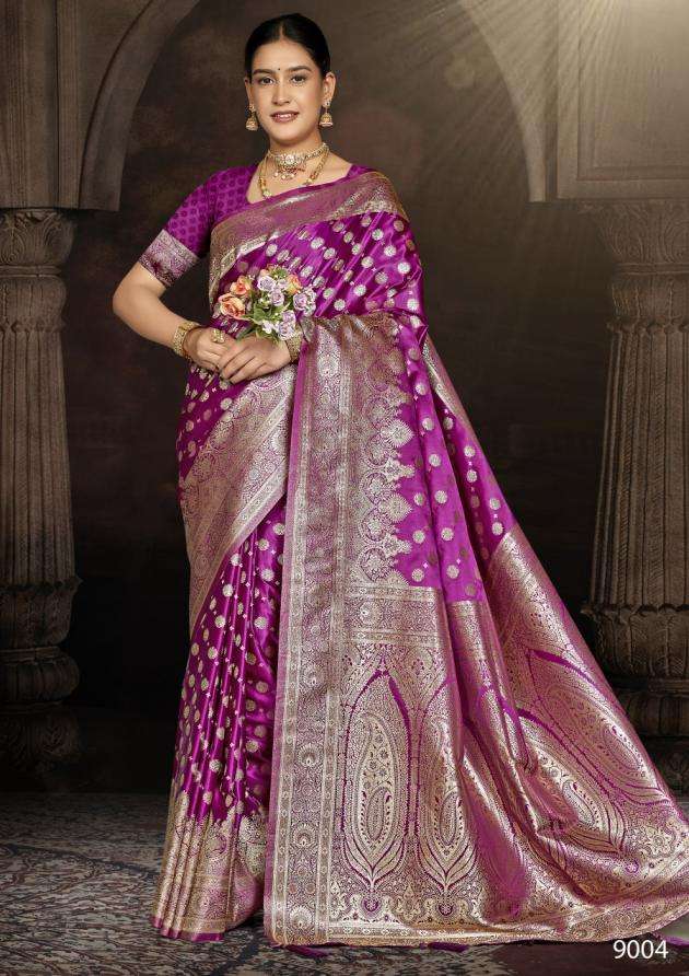 SUNDARAM SATIN SILK VOL-9 SERIES 9001 TO 9004 SAREE BY SAROJ DESIGNER RICH PALLU SATIN SILK SAREES ARE AVAILABLE AT WHOLESALE PRICE