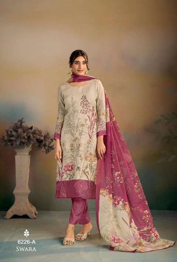 SWARA SERIES 6226 BY SIMAR DESIGNER HAND WORK AND DIGITAL PRINTED VISCOSE ORGANZA SUITS ARE AVAILABLE AT WHOLESALE PRICE