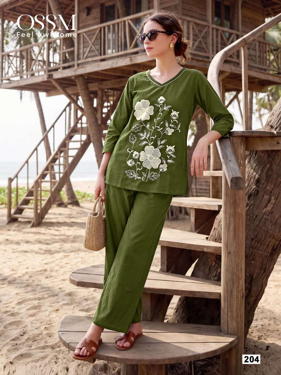 SWEETY VOL-2 SERIES 201 TO 206 BY OSSM DESIGNER EMBROIDERY WORK PREMIUM COTTON CO ORD SETS ARE AVAILABLE AT WHOLESALE PRICE