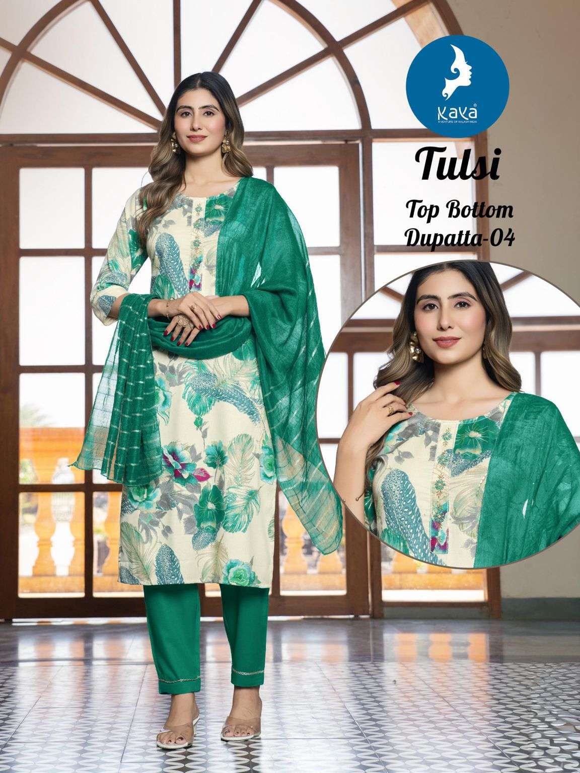 TULSI SERIES 01 TO 06 BY KAYA DESIGNER FOIL PRINTED RAYON KURTI WITH BOTTOM AND DUPATTA ARE AVAILABLE AT WHOLESALE PRICE