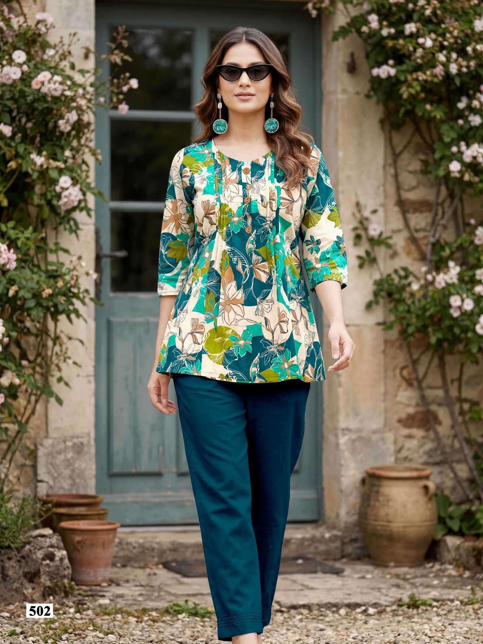VICTORIA VOL-5 SERIES 51 TO 506 TOP BY TIPS & TOPS DESIGNER WITH PRINTED COTTON SHORT TOPS ARE AVAILABLE AT WHOLESALE PRICE