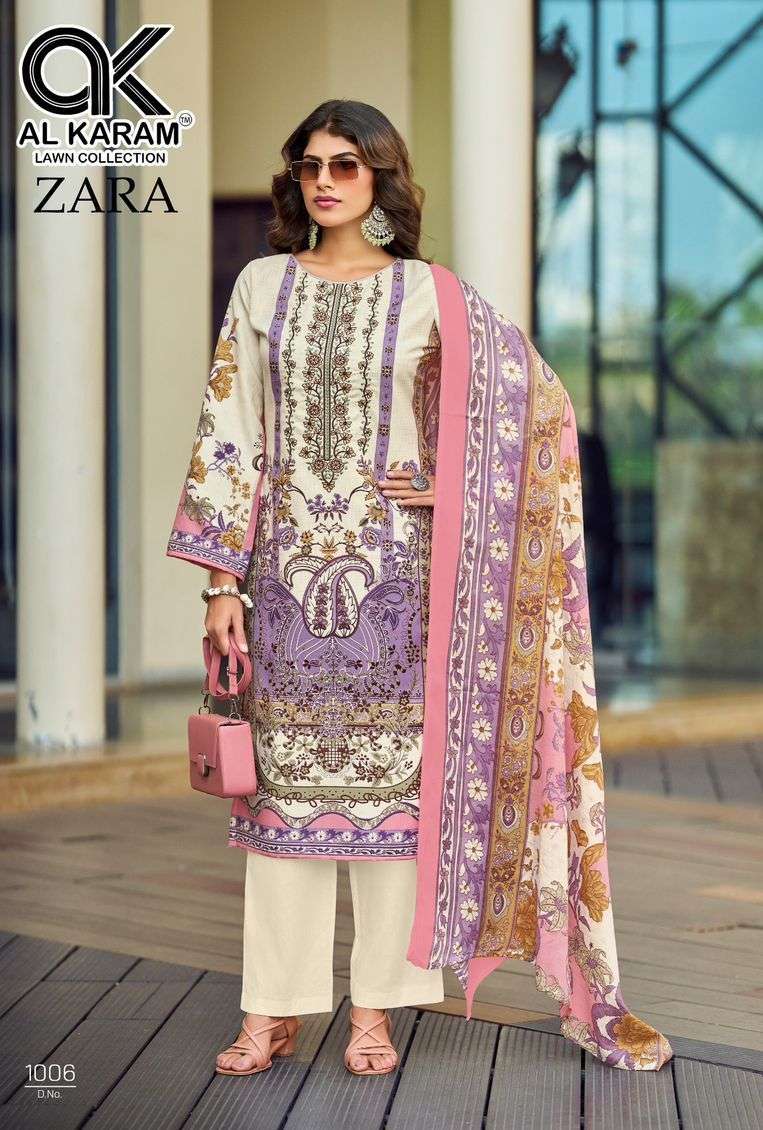 ZARA SERIES 1001 TO 1006 BY AL KARAM DESIGNER DIGITAL PRINTED AND EMBROIDERY WORK RAYON COTTON SUITS ARE AVAILABLE AT WHOLESALE PRICE