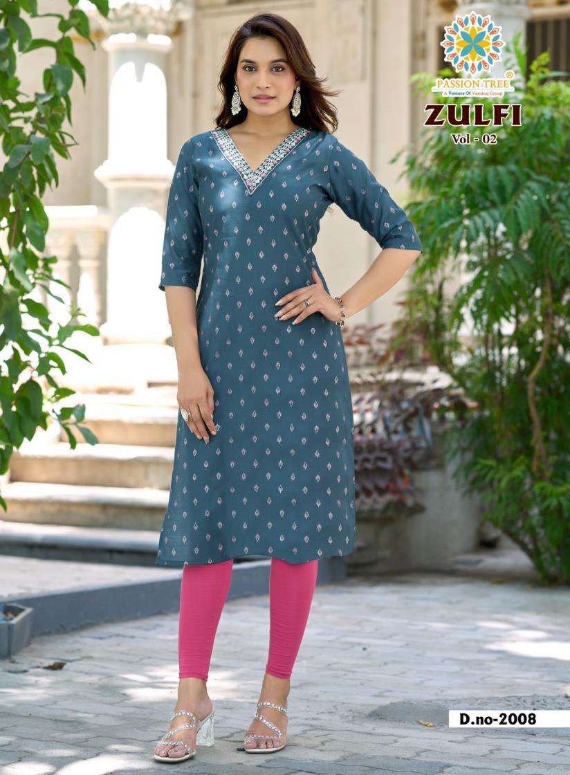 ZULFI VOL-2 SERIES 2001 TO 2008 KURTI BY PASSION TREE DESIGNER PRINTED AND EMBROIDERY WORK VATICAN KURTIS ARE AVAILABLE AT WHOLESALE PRICE