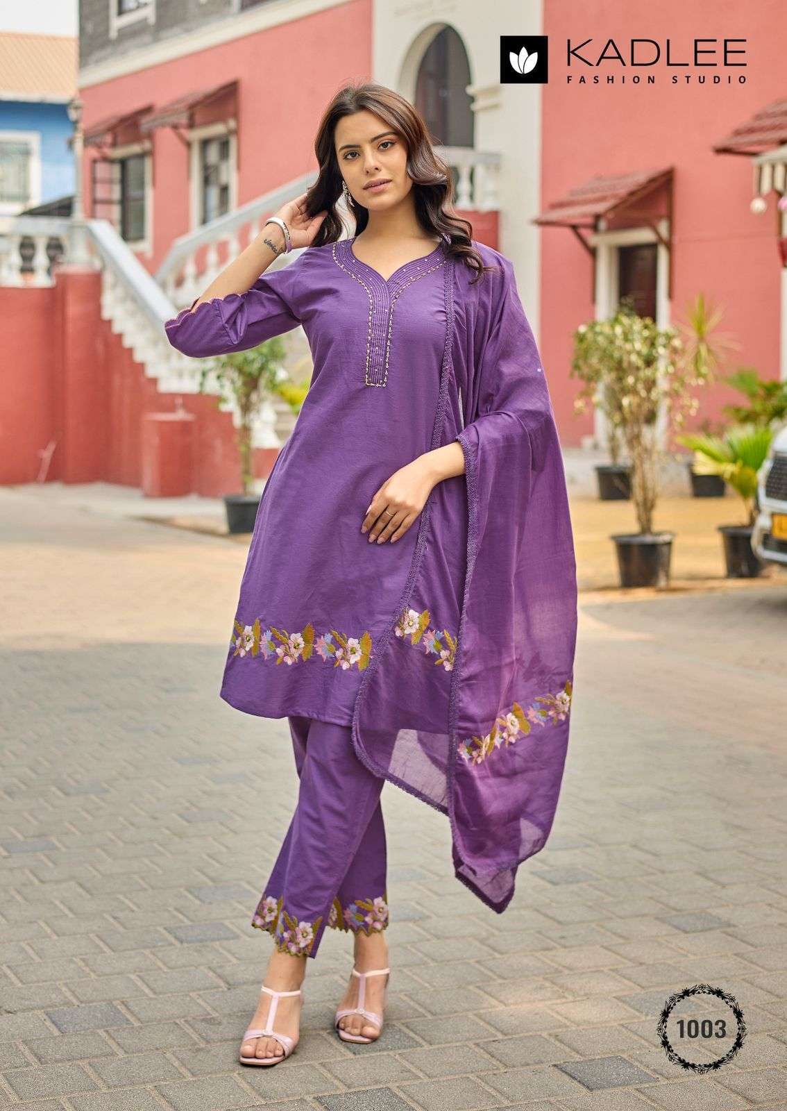 AAMIRA SERIES 1001 TO 1004 BY KADLEE DESIGNER THREAD AND HAND WORK DHABU COTTON KURTI WITH BOTTOM AND DUPATTA ARE AVAILABLE AT WHOLESALE PRICE