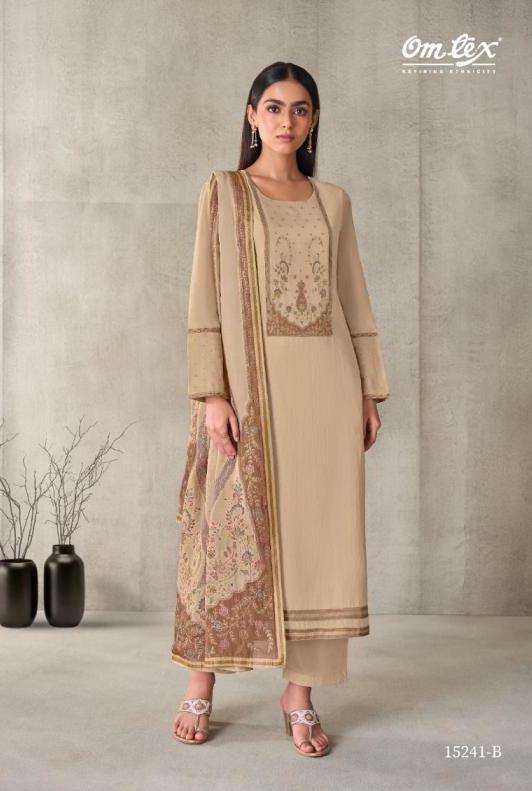 AARVIYA SERIES 15241 BY OMTEX DESIGNER CHANDERI SILK JACQUARD SUITS ARE AVAILABLE AT WHOLESALE PRICE