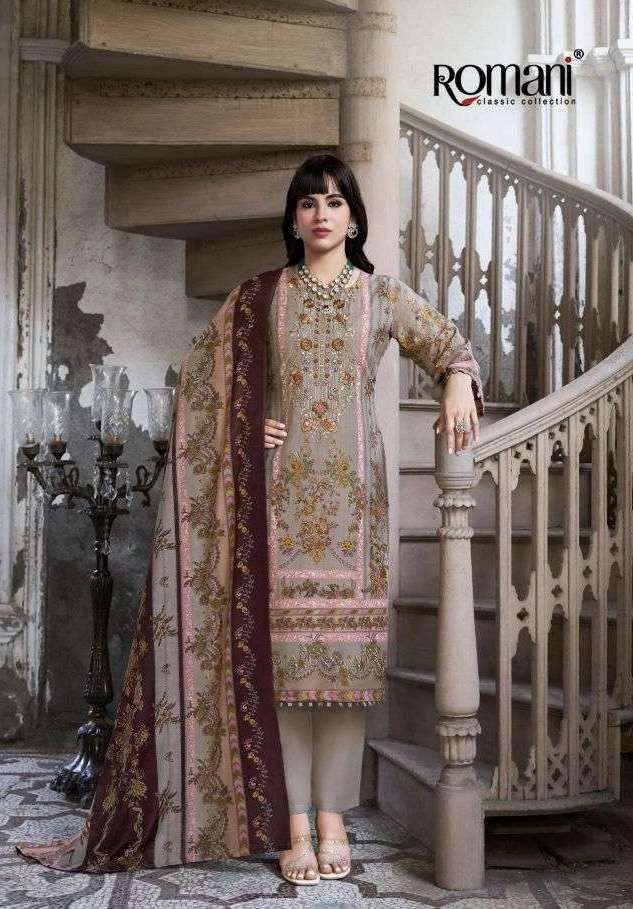 AARZU VOL-33 SERIES 1152 BY ROMANI DESIGNER PRINTED AND WORK SOFT COTTON SUITS ARE AVAILABLE AT WHOLESALE PRICE