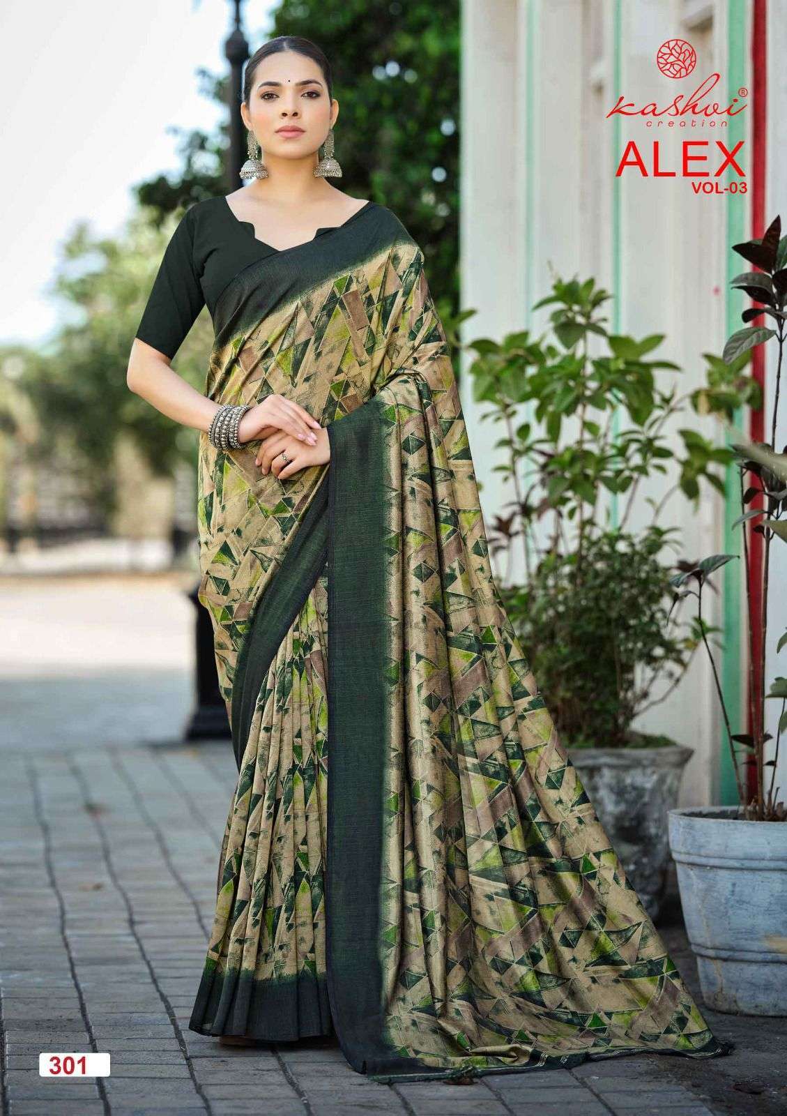 ALEX VOL-3 SERIES 301 TO 308 SAREE BY KASHVI DESIGNER PRINTED VICHITRA SILK SAREE ARE AVAILABLE AT WHOLESALE PRICE