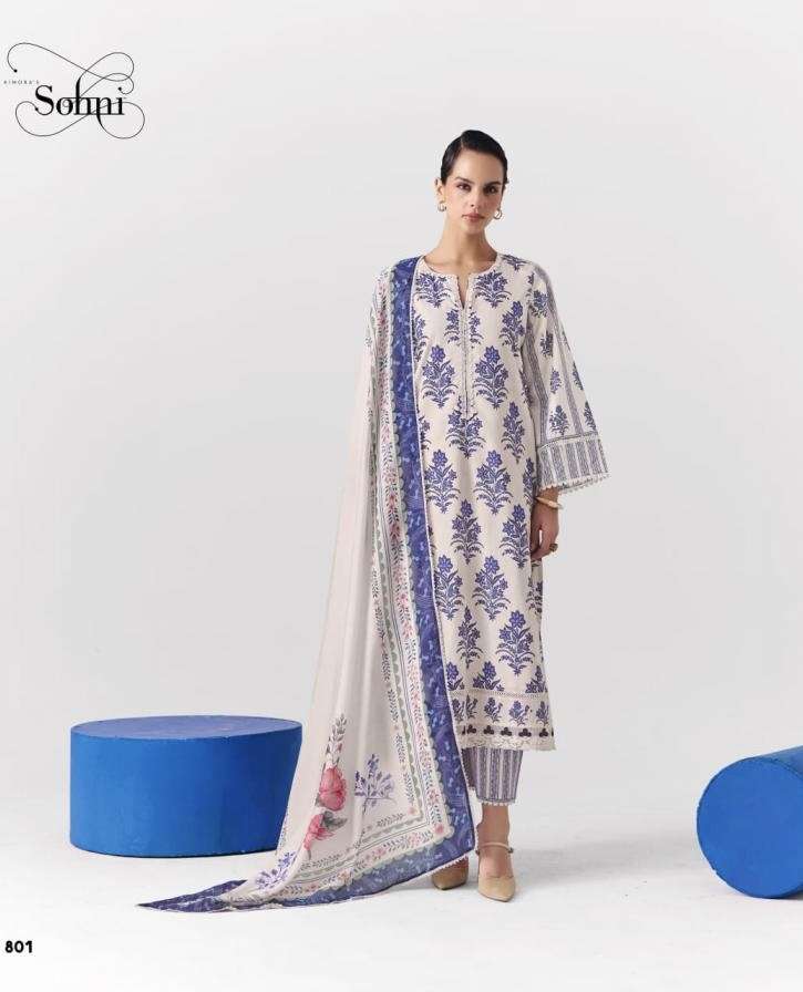 COBALT SERIES 801 TO 804 BY SOHNI KIMORA DESIGNER PRINTED AND WORK COTTON SUITS ARE AVAILABLE AT WHOLESALE PRICE
