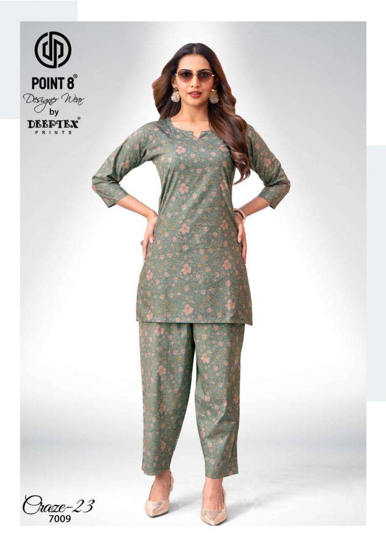 CRAZE 23 VOL-7 SERIES 7001 TO 7010 BY POINT 8 DEEPTEX DESIGNER WITH PRINTED COTTON CO ORD SETS ARE AVAILABLE AT WHOLESALE PRICE
