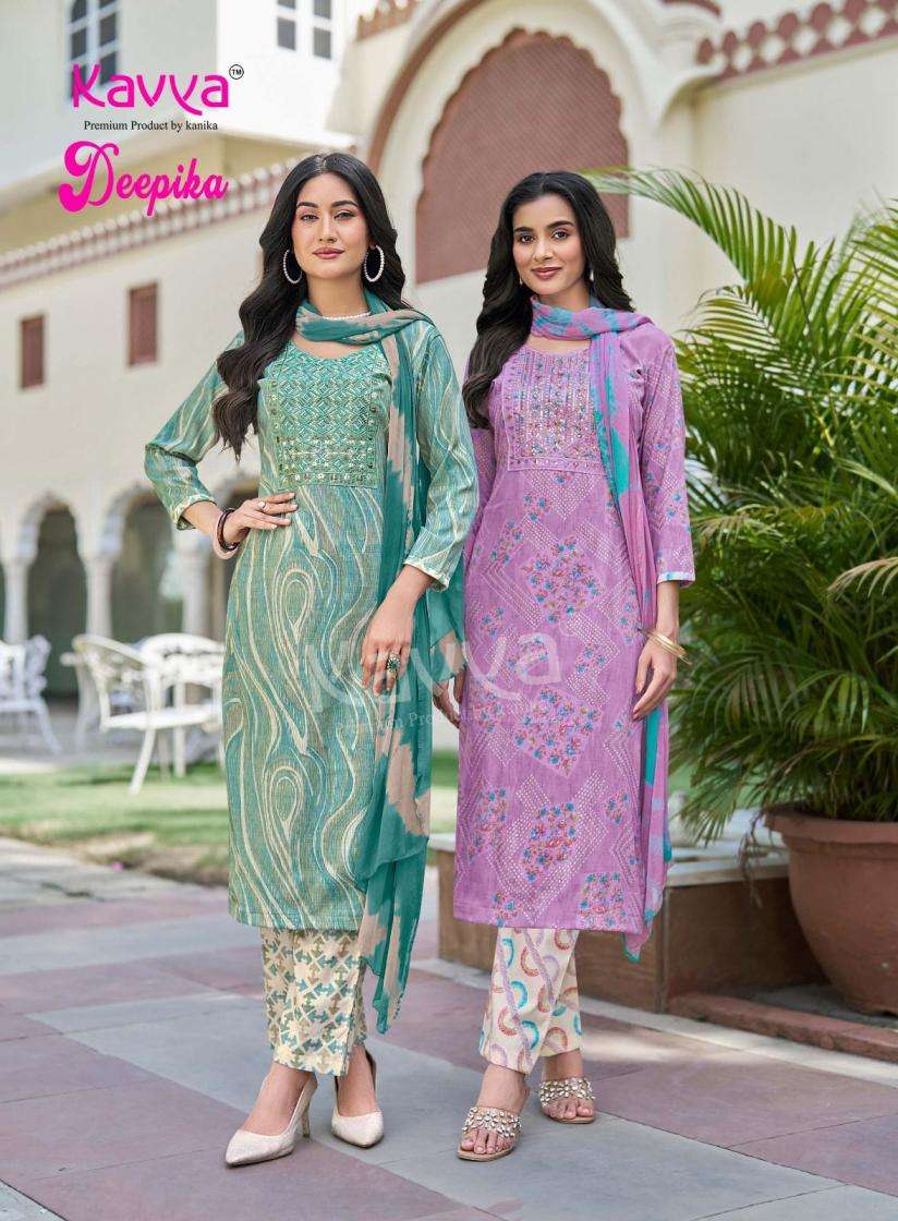 DEEPIKA VOL-62 SERIES 62001 TO 62010 BY KAVYA DESIGNER PRINTED AND WORK CAPSULE KURTI WITH BOTTOM AND DUPATTA ARE AVAILABLE AT WHOLESALE PRICE