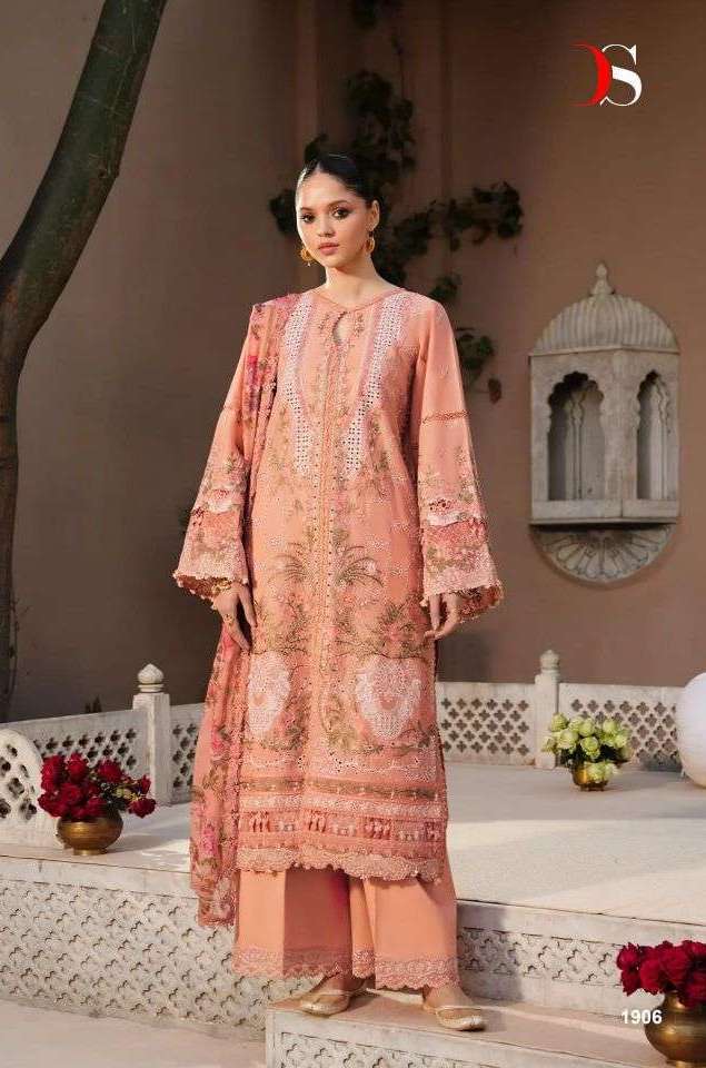 ELAF PREMIUM VOL-4 SERIES 1901 TO 1906 BY DEEPSY DESIGNER EMBROIDERY WORK COTTON SUITS ARE AVAILABLE AT WHOLESALE PRICE