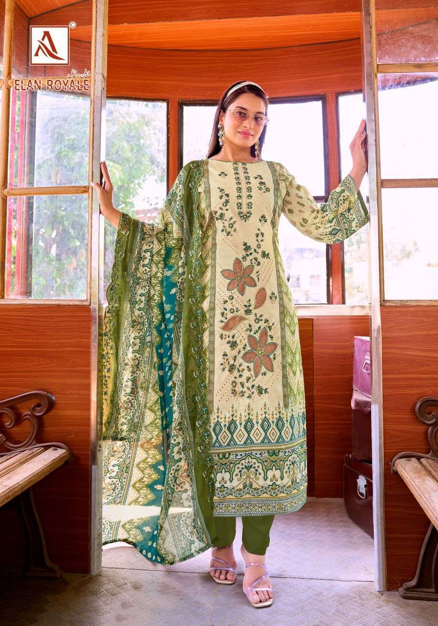 ELAN ROYALE SERIES 3003 BY ALOK SUITS DESIGNER PRINTED AND EMBROIDERY WORK CAMBRIC COTTON SUITS ARE AVAILABLE AT WHOLESALE PRICE 