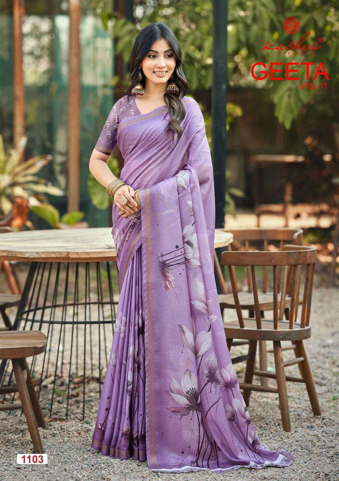 GEETA VOL-1 SERIES 101 TO 108 SAREE BY KASHVI DESIGNER PRINTED SHIMMER SILK SAREES ARE AVAILABLE AT WHOLESALE PRICE