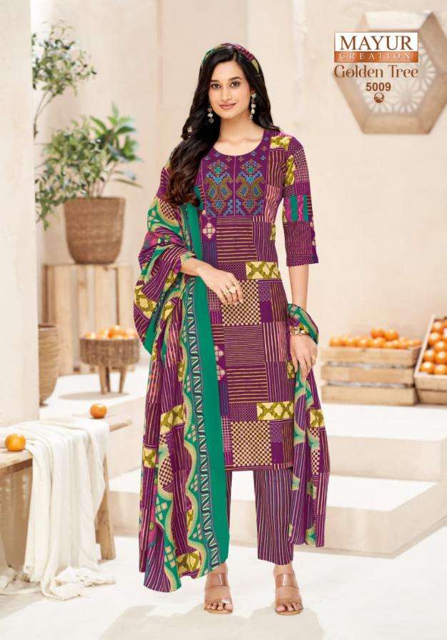 GOLDEN TREE VOL-5 SERIES 5001 TO 5010 BY MAYUR DESIGNER PRINTED COTTON READYMADE SUITS ARE AVAILABLE AT WHOLESALE PRICE