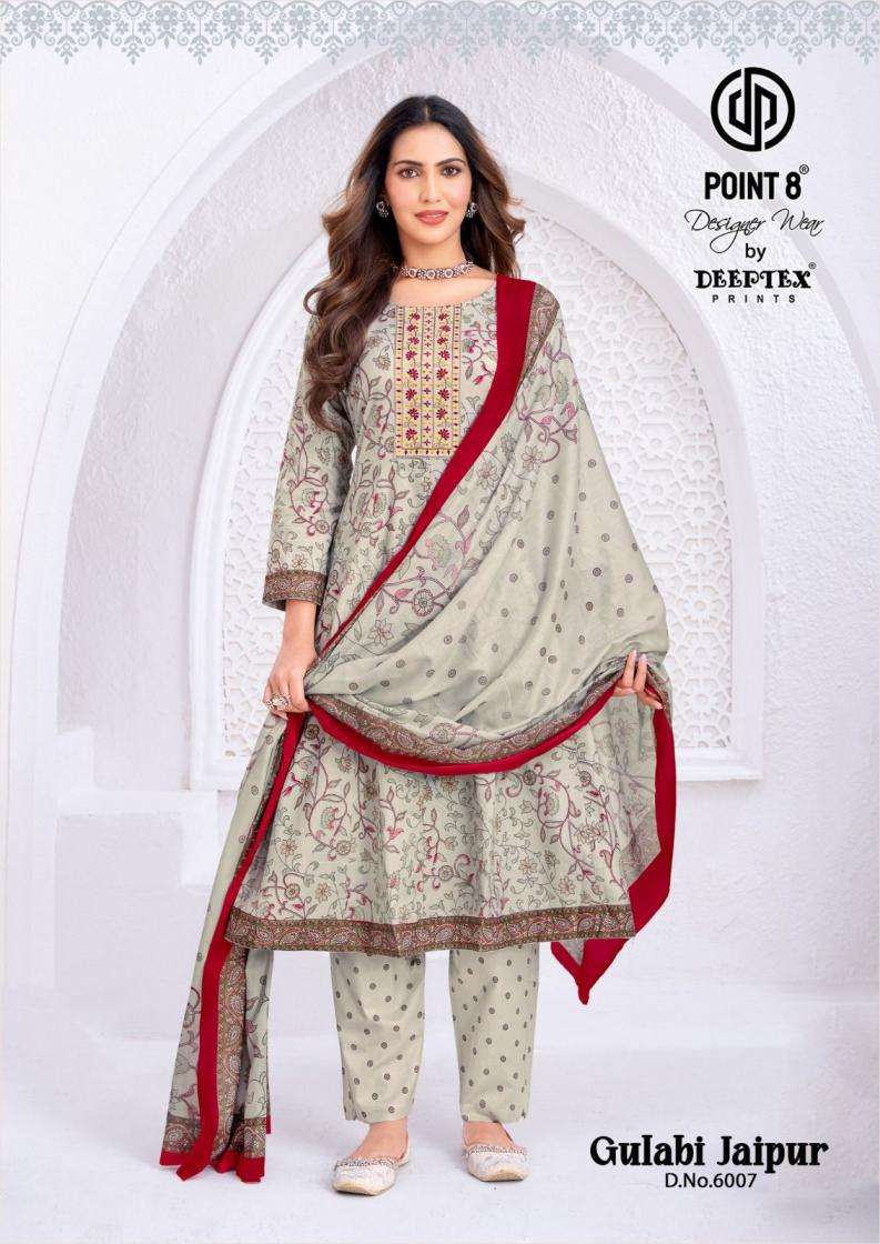 GULABI JAIPUR VOL-6 SERIES 6001 TO 6008 BY POINT 8 DEEPTEX DESIGNER PRINTED COTTON ANARKALI READYMADE SUITS ARE AVAILABLE AT WHOLESALE PRICE
