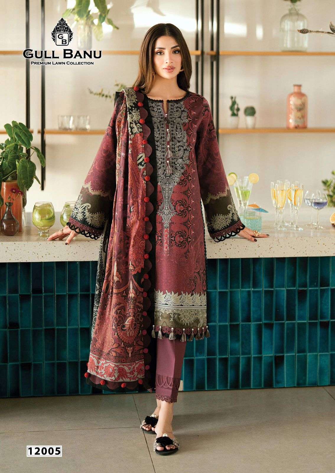 GULL BANU VOL-12 SERIES 12001 TO 12006 BY GULL AAHMED DESIGNER WITH PRINTED PAKISTANI STYLE LAWN SUITS ARE AVAILABLE AT WHOLESALE PRICE