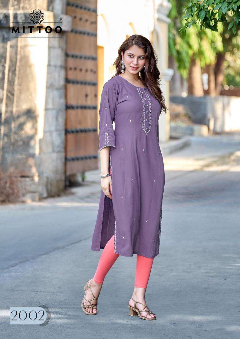 HAYA SERIES 2001 TO 2006 KURTI BY MITTO DESIGNER THREAD AND HAND WORK HEAVY RAYON KURTI ARE AVAILABLE AT WHOLESALE PRICE