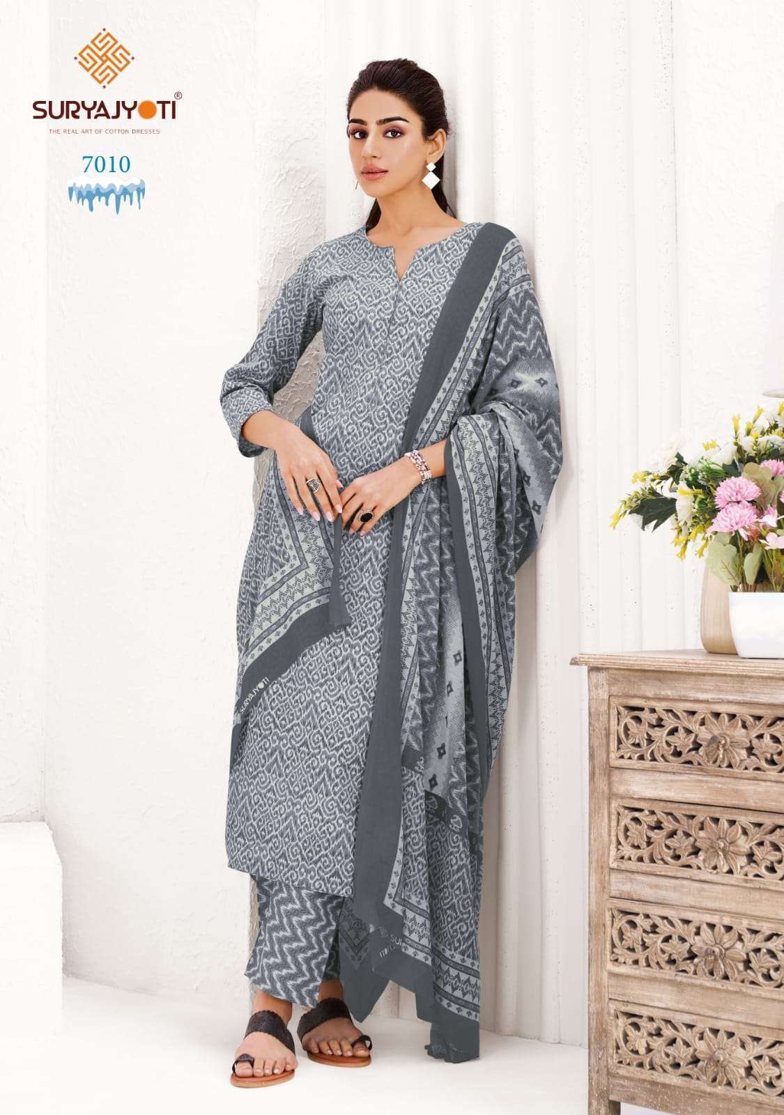 ICE LOOK VOL-7 SERIES 7001 TO 7010 BY SURYAJYOTI DESIGNER PRINTED COTTON READYMADE SUITS ARE AVAILABLE AT WHOLESALE PRICE