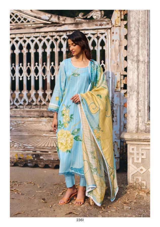 JHILMIL SERIES 2359 TO 2362 BY KIMORA DESIGNER DIGITAL PRINTED AND RESHAM HAND EMBROIDERY WORK COTTON LAWN SUITS ARE AVAILABLE AT WHOLESALE PRICE