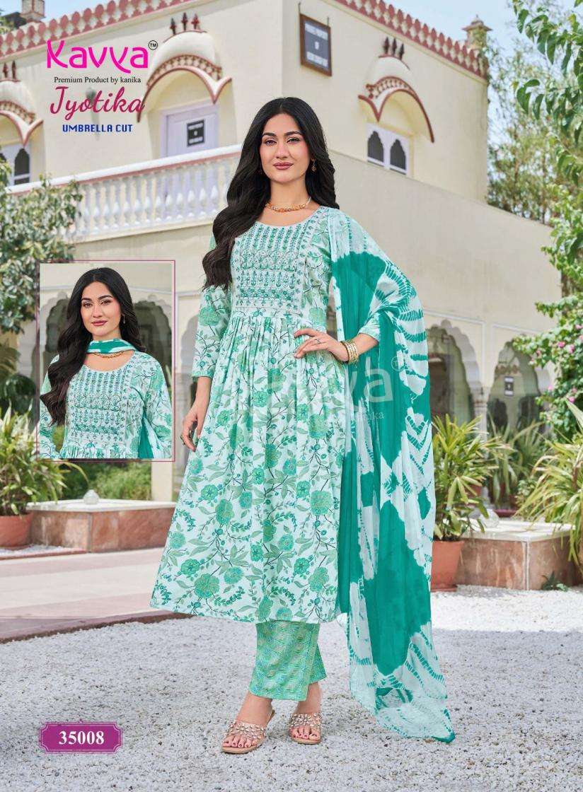 JYOTIKA VOL-35 SERIES 35001 TO 35010 BY KAVYA DESIGNER PRINTED CAPSULE KURTI WITH BOTTOM AND DUPATTA ARE AVAILABLE AT WHOLESALE PRICE