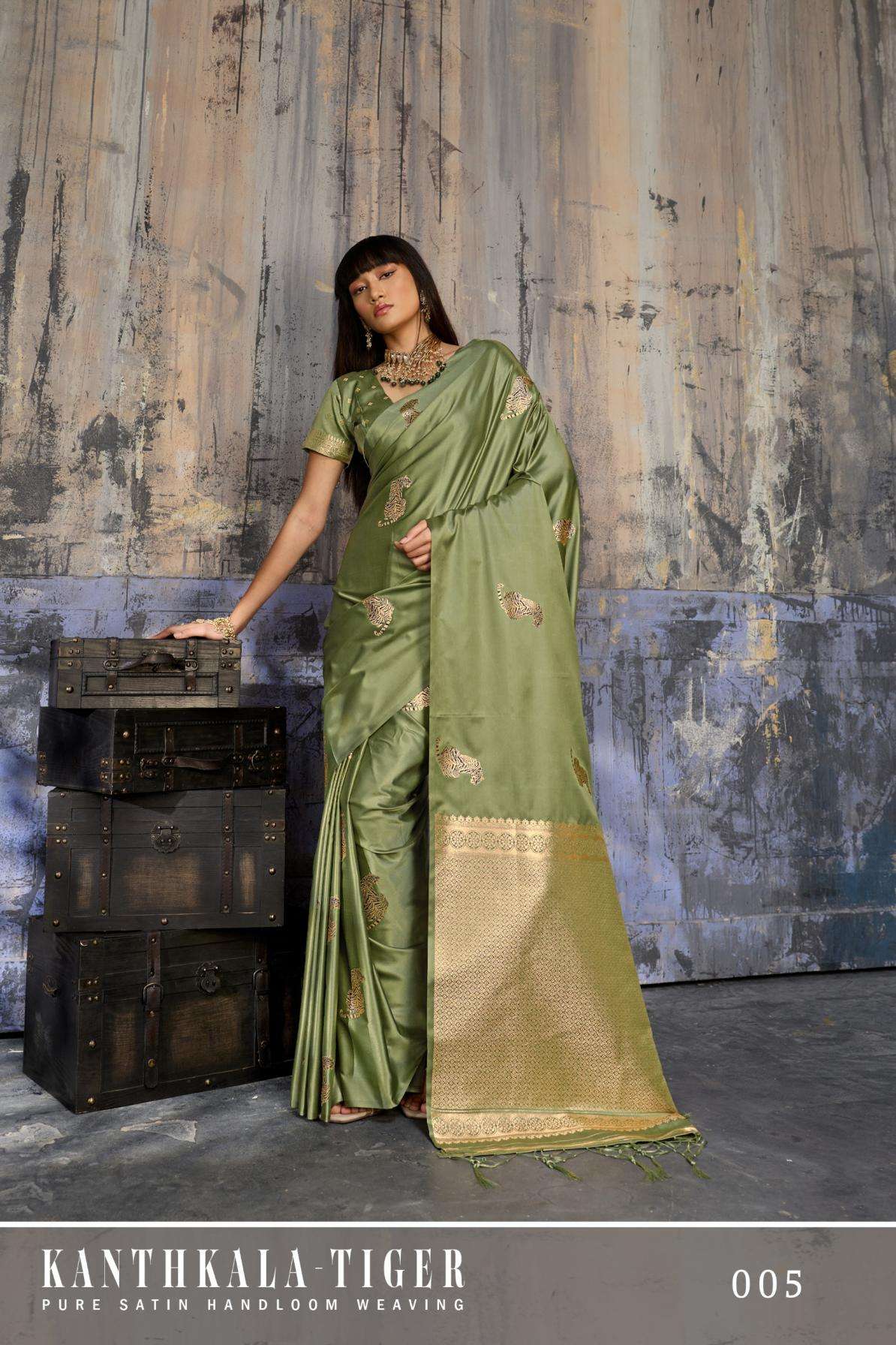 KANTHKALA TIGER SERIES 001 TO 005 SAREE BY RAJTEX DESIGNER SATIN HANDLOOM WEAVING SAREES ARE AVAILABLE AT WHOLESALE PRICE