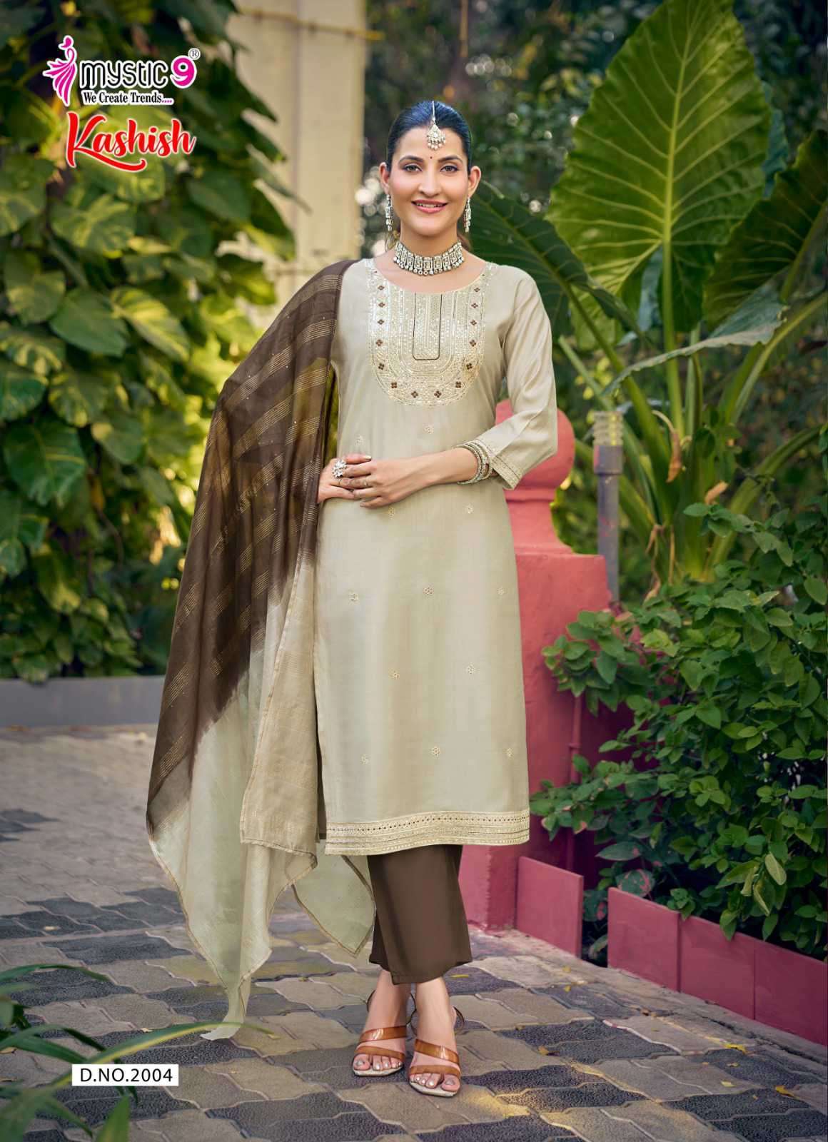KASHISH VOL-2 SERIES 2001 TO 2008 BY MYSTIC 9 DESIGNER EMBROIDERY WORK VATICAN KURTI WITH BOTTOM AND DUPATTA ARE AVAILABLE AT WHOLESALE PRICE