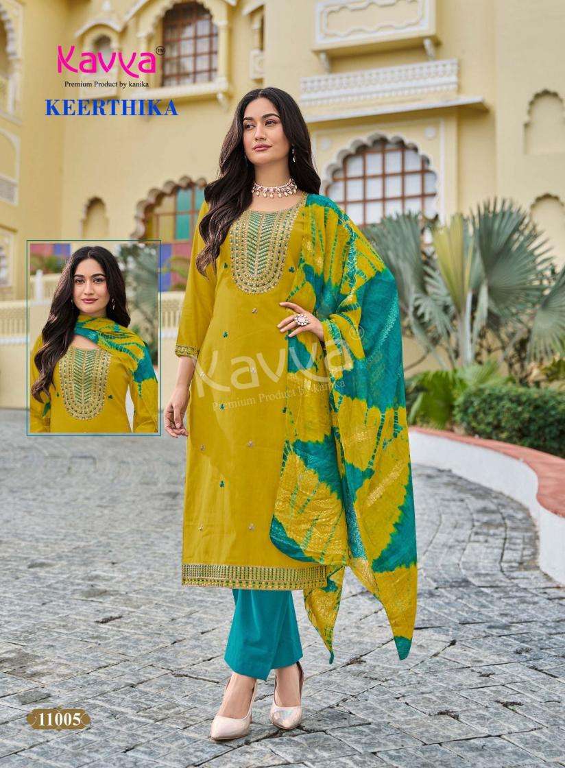KEERTHIKA VOL-11 SERIES 11001 TO 11010 BY KAVYA DESIGNER WORK VISCOSE VATICAN TOP WITH BOTTOM AND DUPATTA ARE AVAILABLE AT WHOLESALE PRICE