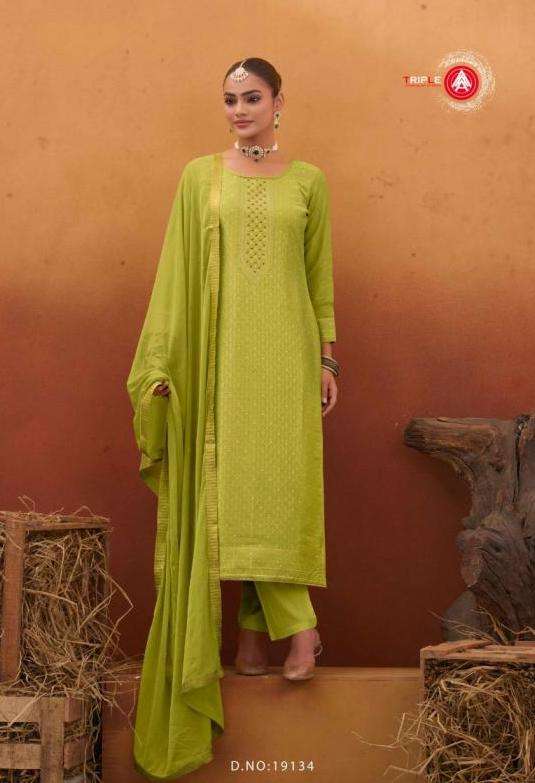 KOYAL VOL-9 SERIES 19131 TO 19136 BY TRIPLE A DESIGNER FANCY WORK MUSLIN JACQUARD SUITS ARE AVAILABLE AT WHOLESALE PRICE