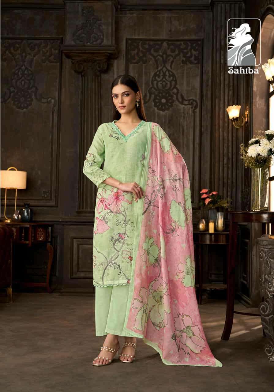 MANZAR SERIES 100 BY SAHIBA DESIGNER DIGITAL PRINTED AND HAND WORK COTTON LINEN SUITS ARE AVAILABLE AT WHOLESALE PRICE 