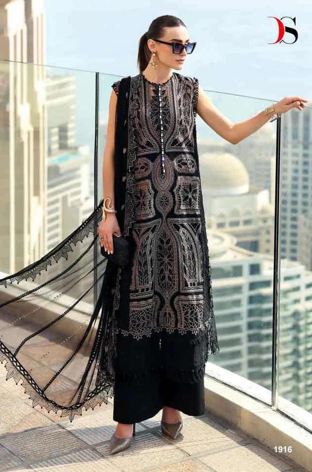 MARIA B PREMIUM EMBROIDERED VOL-4 SERIES 1911 TO 1916 BY DEEPSY DESIGNER EMBROIDERY WORK COTTON SUITS ARE AVAILABLE AT WHOLESALE PRICE