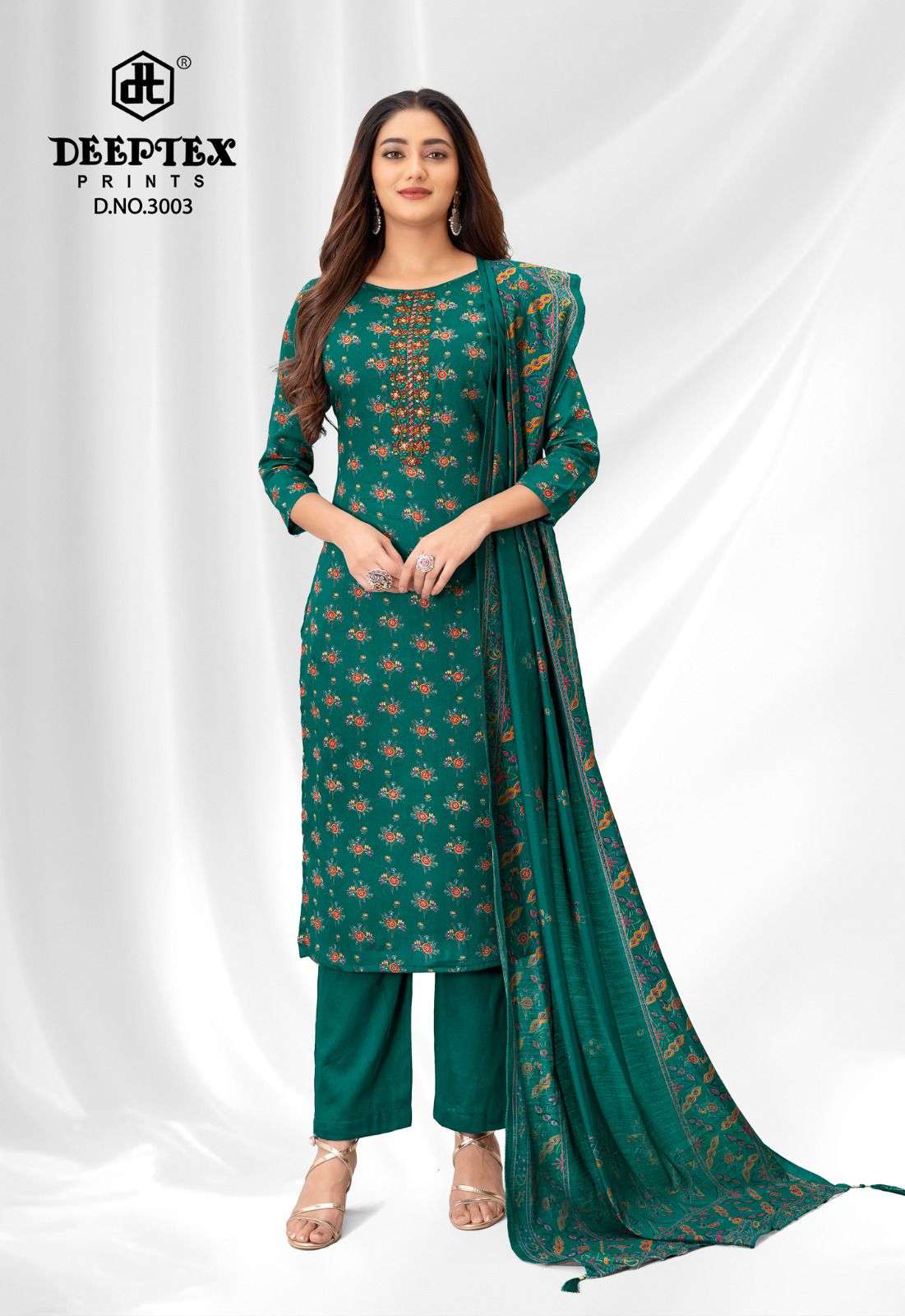 MAUSAMI VOL-3 SERIES 3001 TO 3008 BY DEEPTEX DESIGNER PRINTED AND WORK JAM SATIN SUITS ARE AVAILABLE AT WHOLESALE PRICE