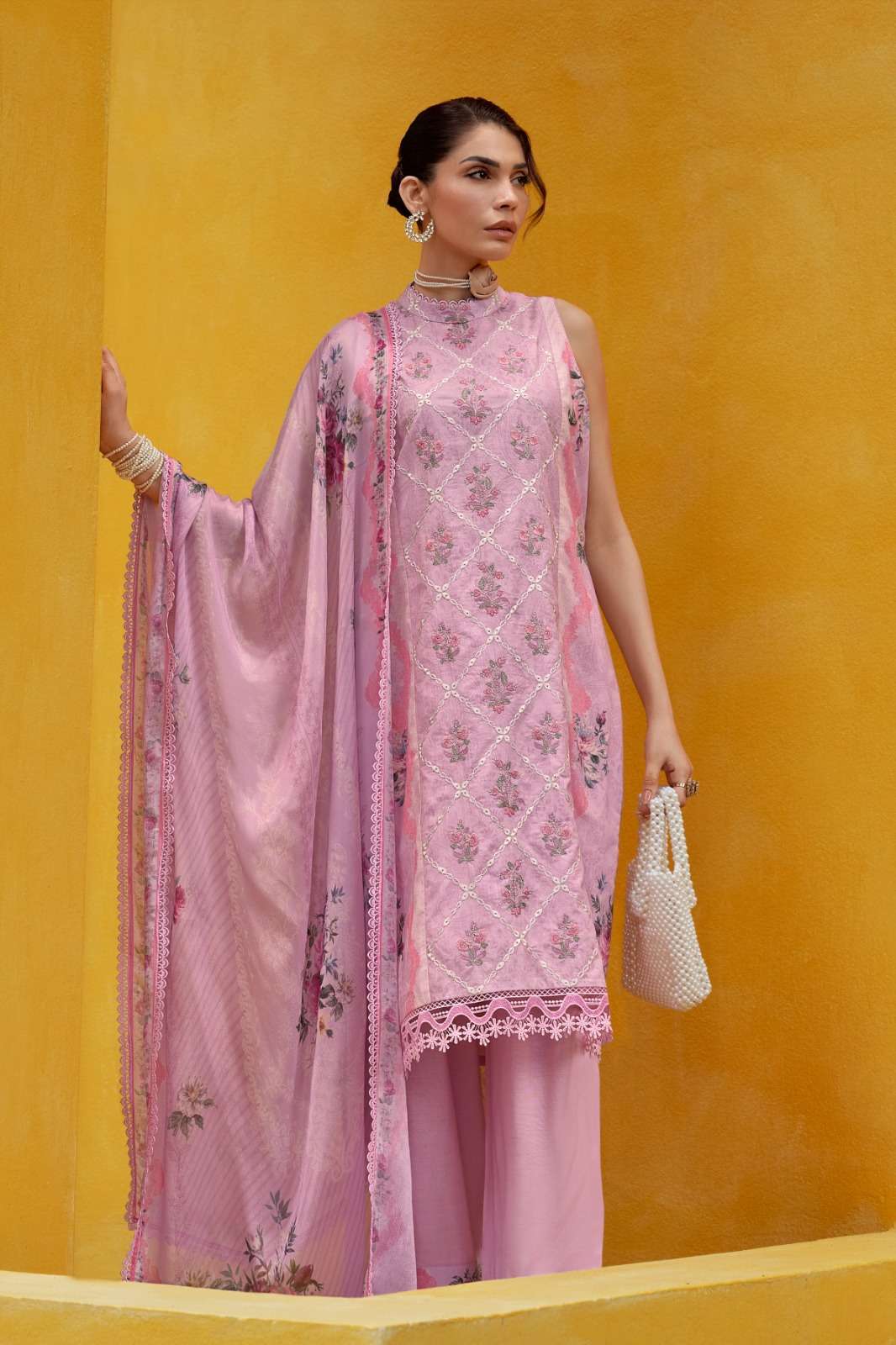 MICARA SERIES 01 TO 04 BY VARSHA DESIGNER DIGITAL PRINTED AND EMBROIDERY WORK VISCOSE MUSLIN SUITS ARE AVAILABLE AT WHOLESALE PRICE