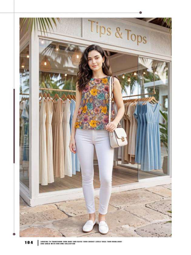 MIMI SERIES 101 TO 106 BY TIPS & TOPS DESIGNER FOIL PRINTED COTTON TOPS ARE AVAILABLE AT WHOLESALE PRICE
