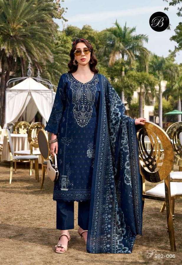 NAIRA VOL-144 SERIES 982 BY BELLIZA DESIGNER PRINTED AND WORK COTTON SUITS ARE AVAILABLE AT WHOLESALE PRICE