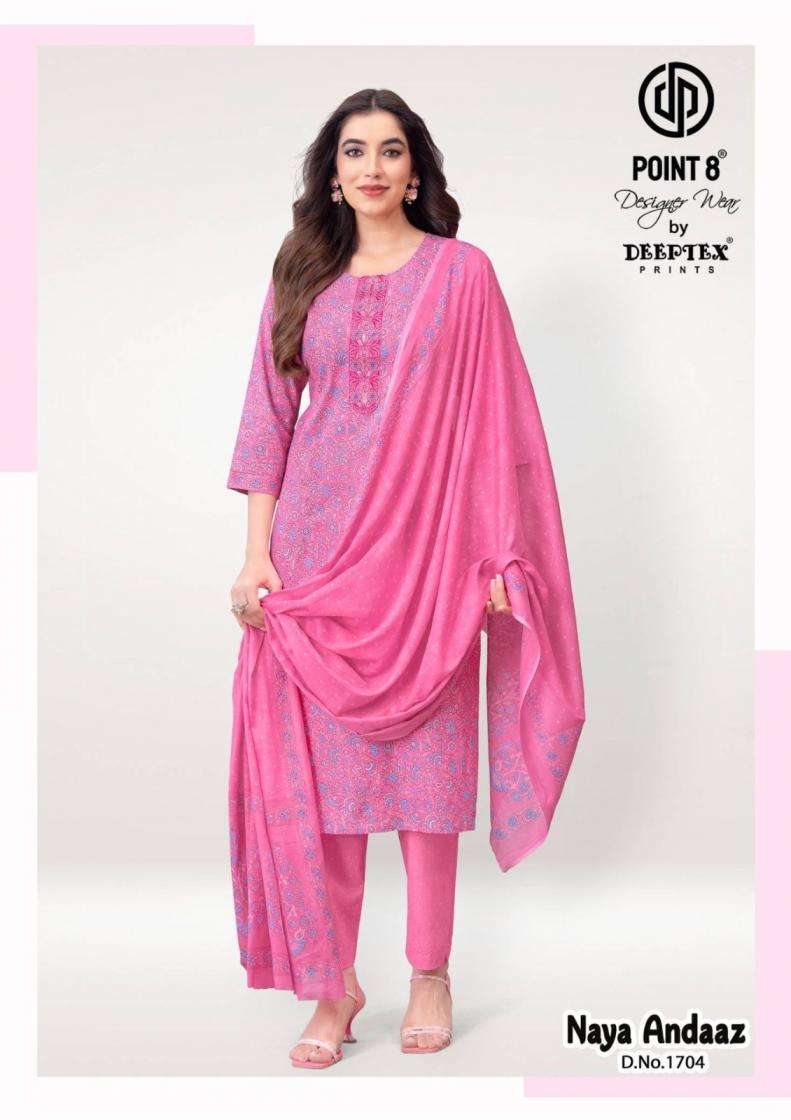 NAYA ANDAAZ VOL-17 SERIES 1701 TO 1710 BY POINT 8 DEEPTEX DESIGNER WITH PRINTED COTTON READYMADE SLAWAR SUITS ARE AVAILABLE AT WHOLESALE PRICE