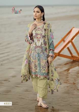 NEEDLE WONDER PREMIUM LAWN VOL-4 SERIES 4321 TO 4328 BY SHREE FABS DESIGNER WORK COTTON SUITS ARE AVAILABLE AT WHOLESALE PRICE