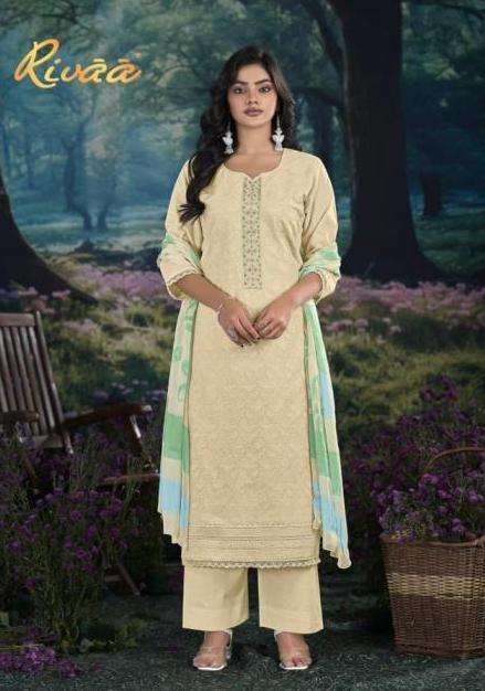 NEELA SERIES 4325 BY RIVAA DESIGNER EMBROIDERY WORK ITALIAN LAWN SUITS ARE AVAILABLE AT WHOLESALE PRICE