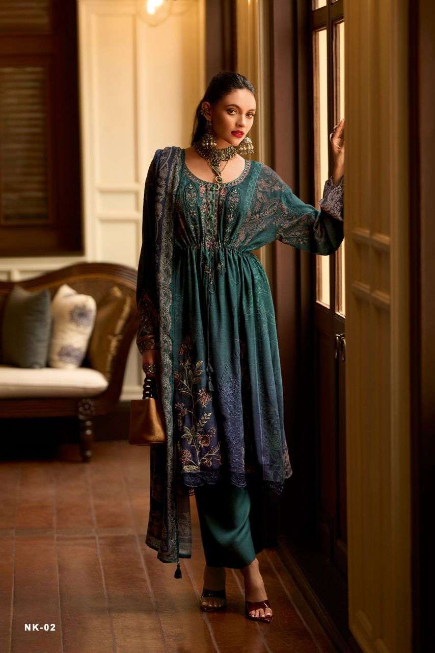 NIKHAAR SERIES 01 TO 04 BY VARSHA DESIGNER DIGITAL PRINTED AND EMBROIDERY WORK VISCOSE MUSLIN SUITS ARE AVAILABLE AT WHOLESALE PRICE