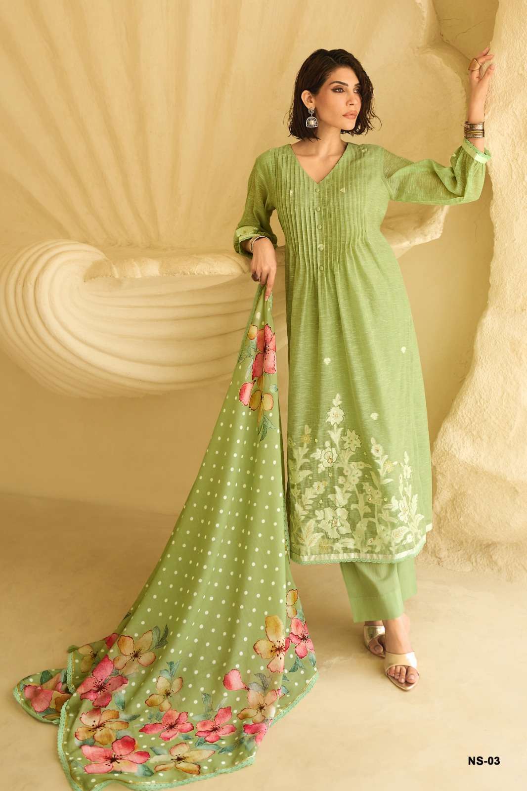 NISHAT SERIES 01 TO 04 BY VARSHA DESIGNER HAND WORK LINEN WOVEN SUITS ARE AVAILABLE AT WHOLESALE PRICE