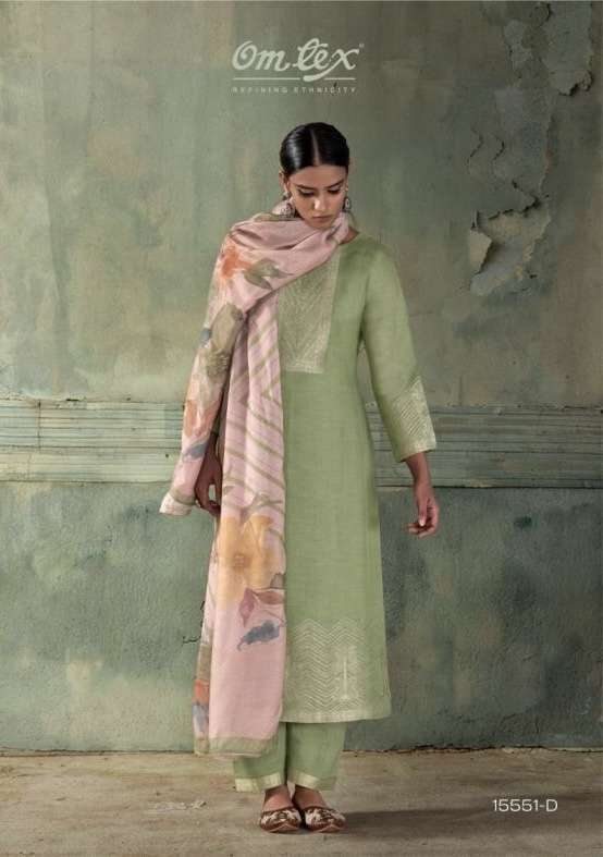 NOOR SERIES 1551 BY OMTEX DESIGNER HAND WORK LINEN JACQUARD SUITS ARE AVAILABLE AT WHOLESALE PRICE