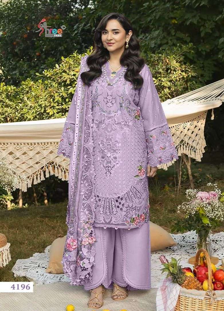 OMBRE PREMIUM VOL-6 SERIES 4195 A TO 4200 BY SHREE FABS DESIGNER EMBROIDERY WORK COTTON SUITS ARE AVAILABLE AT WHOLESALE PRICE