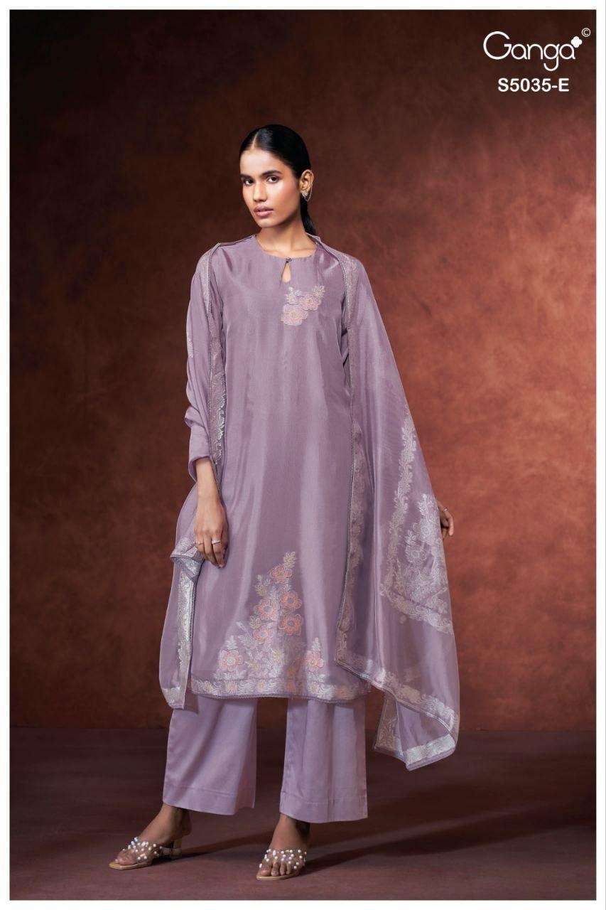 PHAEVI SERIES 5035 BY GANGA DESIGNER HAND EMBROIDERY WORK VISCOSE WOVEN JACQUARD SILK SUITS ARE AVAILABLE AT WHOLESALE PRICE
