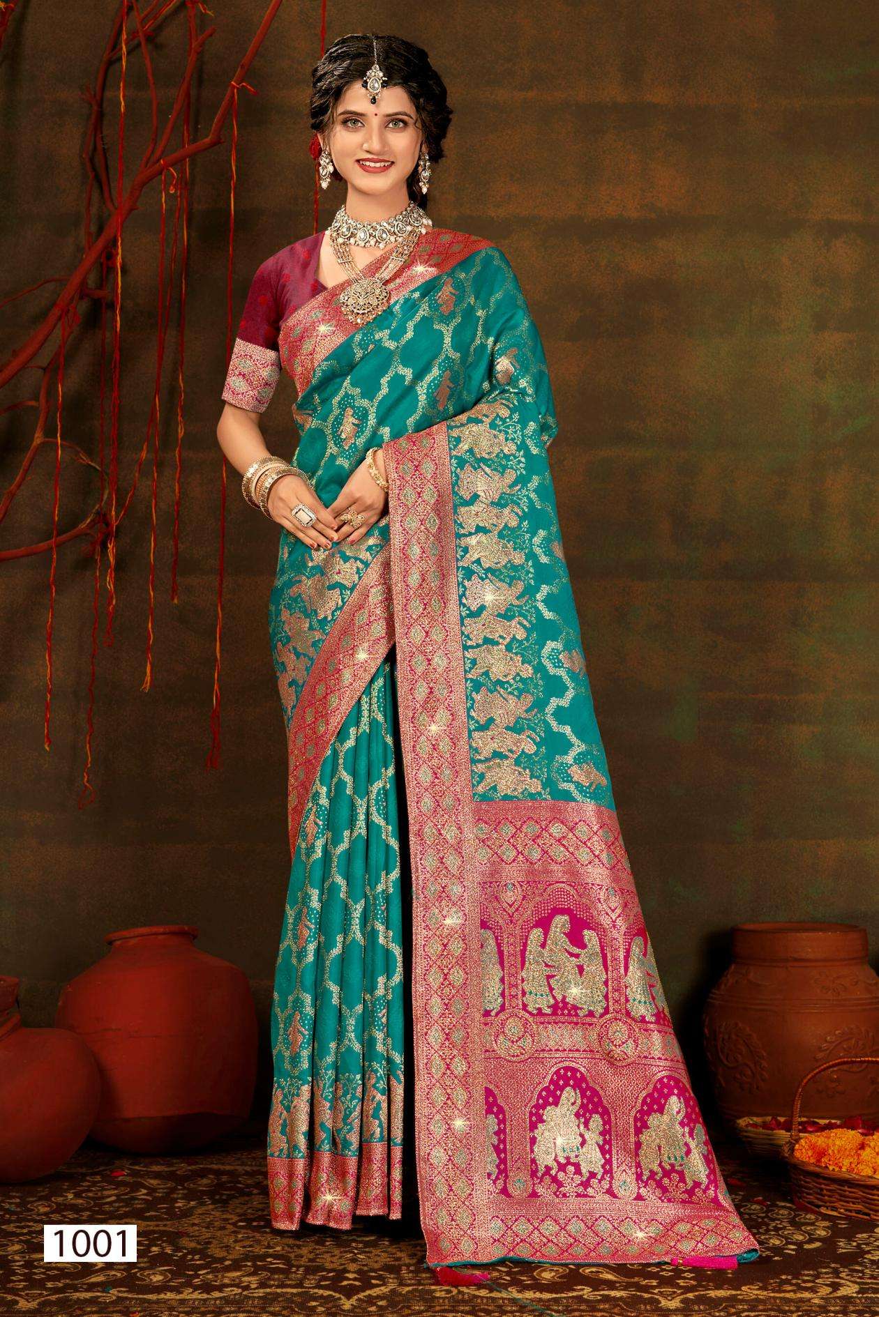 POLI SILK SAROSKI VOL-2 SERIES 2001 TO 2006 SAREE BY SAROJ DESIGNER RICH PALLU SAROSKI WORK SILK SAREE ARE AVAILABLE AT WHOLESALE PRICE
