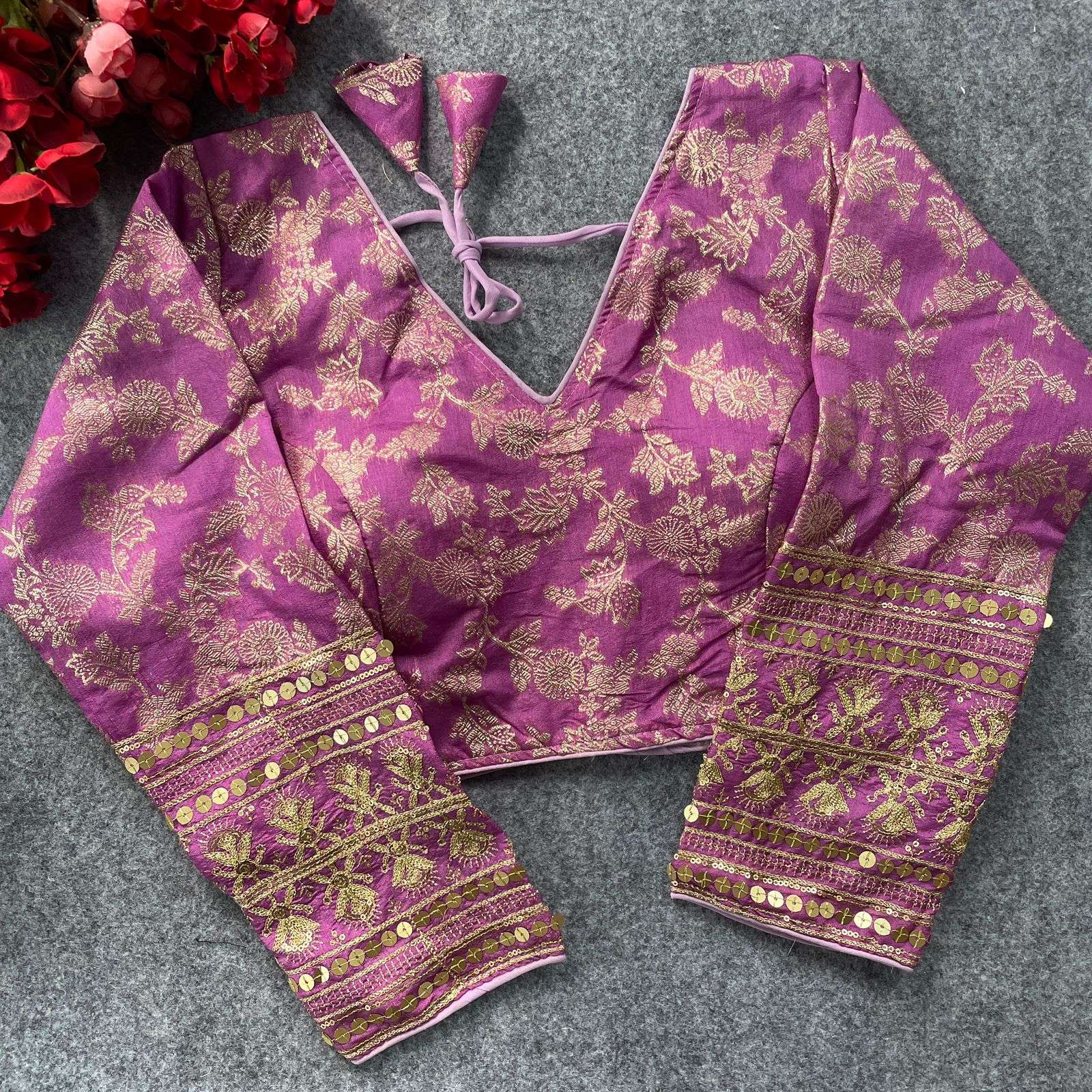 READYMADE BLOUSE SERIES 425 DESIGNER EMBROIDERY WORK DOLA SILK READYMADE BLOUSE ARE AVAILABLE AT WHOLESALE PRICE 